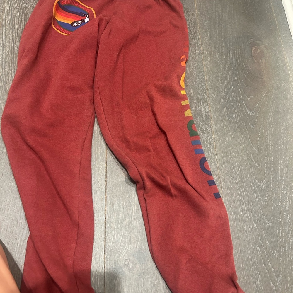 Aviator Nation Red Sweatpants Vibrant Relaxed Fit